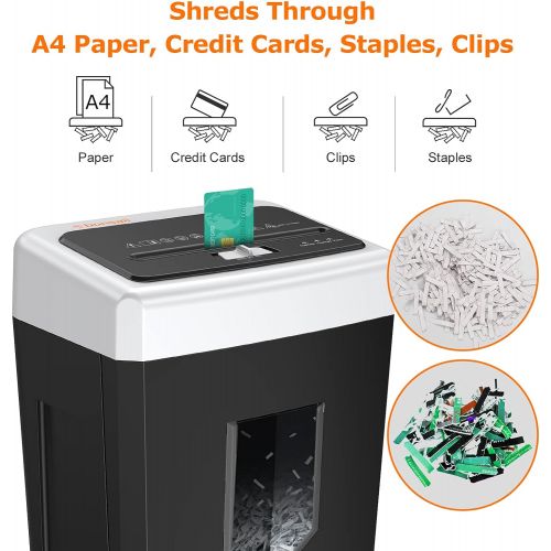 Bonsaii 14-Sheet Office Paper Shredder, 30-Minute Continuous Running Time, Credit Card/Staples Cross-Cut Shredders for Home Use Heavy Duty, Quiet Shredding Machine with Jam Proof S