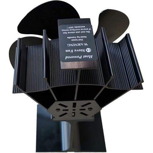  Prettyia 2 Pieces Chimney Fan 5 Wood Stove Fan Eco Fuel Saving Black