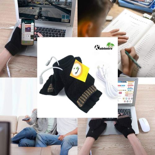  [아마존베스트]Kbinter Womens & Mens 4 Pack USB Heated Gloves Mitten Winter Hands Warm Laptop Gloves, Knitting Hands Full & Half Heated Fingerless Heating Warmer Washable Design (4 PACK)