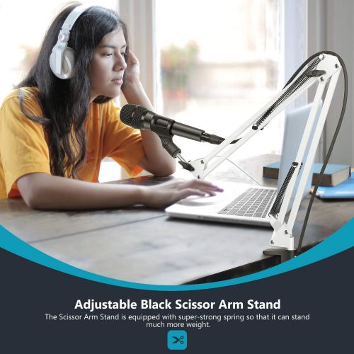 니워 [아마존베스트]Neewer White Adjustable Broadcasting Studio Desktop Microphone Suspension Boom Scissor Arm Stand, Extended up to 80cm / 31.5