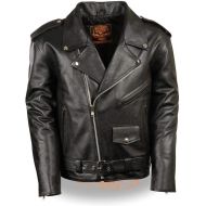Milwaukee Leather-LKM1781-Mens Classic Police Style Black Leather Motorcycle Jacket - Black/Large - L