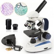 AmScope M158C-2L Cordless Compound Monocular Microscope, WF10x and WF25x Eyepieces, 40x-1000x Magnification, Upper and Lower LED Illumination with Rheostat, Brightfield, Single-Len