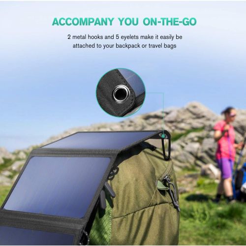  [아마존베스트]Nekteck 28W Portable Solar Panel Charger, Waterproof Camping Gear Solar Powered Charger with 2 USB Port for iPhone 12/11/Xs/X, iPad Pro/Air/Mini, Samsung Galaxy S9/S8, Tablet and A