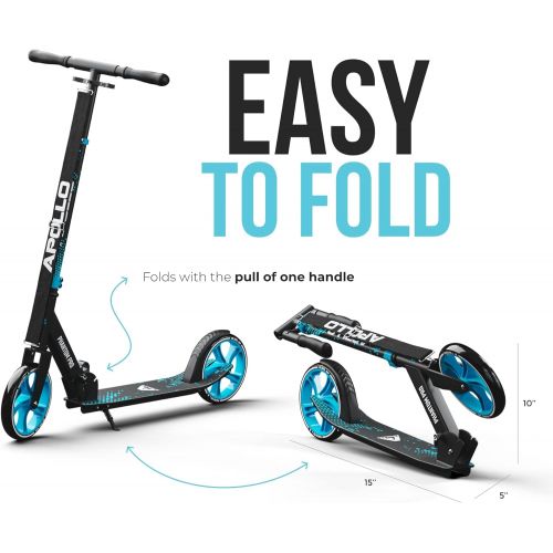  APOLLO Adult Scooter - Folding Kick Scooter for Adults, Teens & Kids Ages 6 Years and up with Big Wheels (XXL), Foldable Kick Scooters with LED Light Up Wheel Options, Scooter for