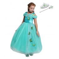 Lito Angels Girls Princess Cinderella Belle Aurora Jasmine Dress Up Costume Halloween Fancy Dress with Accessories