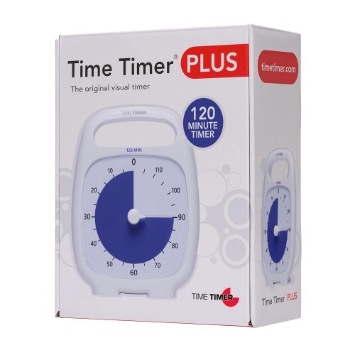  [무료배송]Time Timer PLUS 60 Minute Desk Visual Timer  Countdown Timer with Portable Handle for Classroom, Office, Homeschooling, Study Tool, with Silent Operation (White)