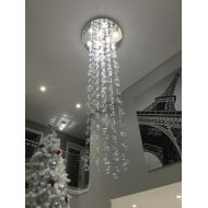 7PM W40 x H138 Modern Contemporary Luxury Round Large LED Due Bubble Glass Drop Chandelier Pendant Lamp for Staircase Hotel Mall Business Center Lighting Fixture