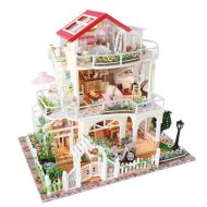 RuiyiF DIY Miniature Dollhouse Kit 3D Wooden Puzzles for Adults Kids, Miniature Bedroom Kit with Light and Music, Toys and Birthday Gifts for Kids Women