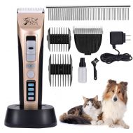 Rision Dog Clippers -【with 2 Shaving Heads】 Pet Clippers Low Noise Rechargeable Cordless Dog Trimmers Professional Animal Grooming Shavers for Thick Hair Dogs, Cats, Rabbits and Horses (G