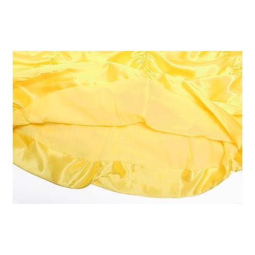 ReliBeauty Little Girls Layered Princess Dress Costume with Accessories, Yellow, 5-6