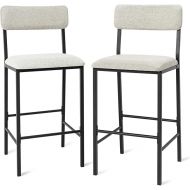 LAVIEVERT Bar Stools, Set of 2 Bar Chairs, Kitchen Island Chairs Counter Height Barstools with Soft Cushion & Backrest and Metal Footrests - Grey
