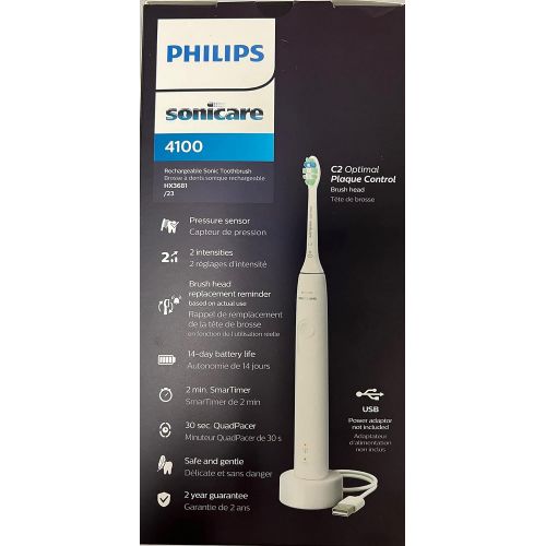 필립스 Philips Sonicare ProtectiveClean Removes up to 2X More Plaque, Long Lasting 14 Day Battery Life Rechargeable Electric Toothbrush