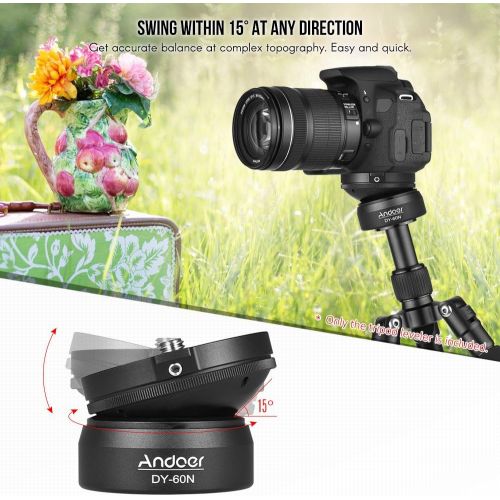  Andoer DY-60N Tripod Leveling Base Leveler Adjusting Plate Aluminum Alloy with Bubble Level Bag for Canon Nikon Sony DSLR Camera