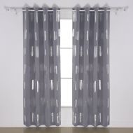 Deconovo Oblong Pattern Print Thermal Insulated Blackout Curtains 2 Panels Window Curtains Blackout for Bathroom 52W x 95L Light Grey