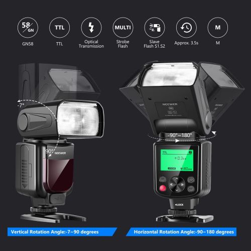 니워 [아마존베스트]Neewer NW-670 TTL Flash Speedlite with LCD Display Kit for Canon DSLR Cameras,Includes:(1)NW-670 Flash,(1)2.4 GHz Wireless Trigger with C1/C3 Cable,(1)Soft/Hard Diffuser+(1)Lens Ca