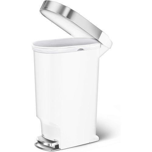 심플휴먼 simplehuman 40 Liter / 10.6 Gallon Slim Kitchen Step Liner Rim, White Plastic Trash can