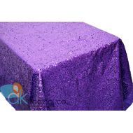 AK TRADING CO. AK-Trading Purple Sequin Rectangular Tablecloth, Rain Drops Sequin Taffeta Fabric Sequin Table Cover- Purple