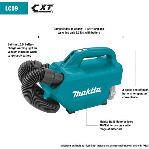  [아마존베스트]Makita LC09A1 12V max CXT Lithium-Ion Cordless Vacuum Kit (2.0Ah)