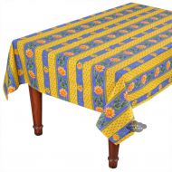 Le Cluny French Linens 58 Square Sunflower Blue Cotton Coated Provence Tablecloth by Le Cluny
