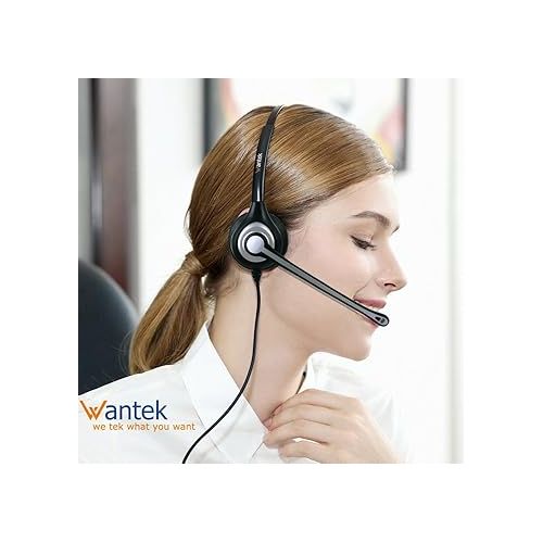  Wantek Corded Telephone Headset Mono w/Noise Canceling Mic + Quick Disconnect
