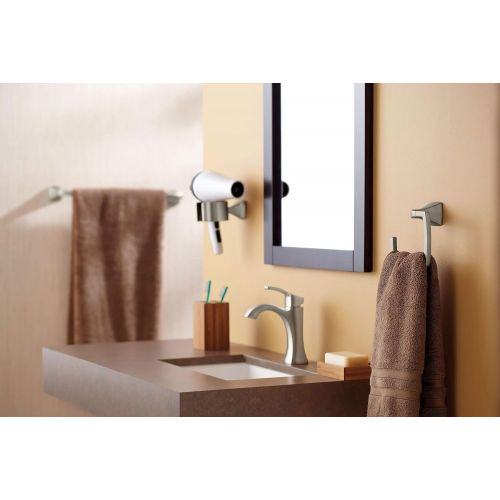  Moen YB5108BN Voss Pivoting Toilet Paper Holder, Brushed Nickel with Moen YB5186BN Voss Collection Bathroom Hand Towel Ring, 11.61 x 2.83 x 6.81 inches, Nickel