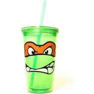 Silver Buffalo Nickelodeon Teenage Mutant Ninja Turtles Michelangelo Plastic Cold Cup with Lid and Straw, 16-Ounces