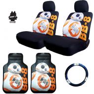 Yupbizauto New Star Wars BB8 Car Truck SUV Seat Covers Steering Wheel Cover Floor Mats with Air Freshener