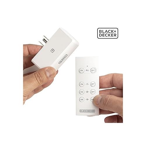  BLACK+DECKER Wireless Remote-Control Outlet, Pack of 3 Outlets, 1 Remote - Premium Light Switches