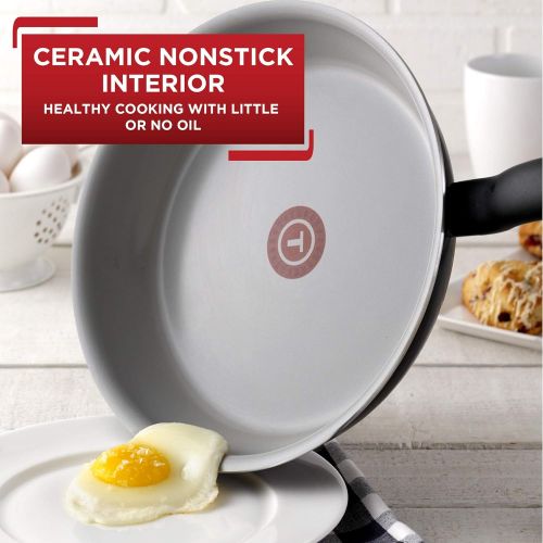  T-fal Cookw G917SE64 Initiatives Ceramic Nonstick Dishwasher Safe Toxic Free 14-Piece Cookware Set, Black