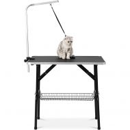 Pet Grooming Table Small,JULYFOX Folding 32 inch Dog Grooming Table with Storage Mesh Tray Arm Clamp Adjustable Height 220 LB Heavy Duty Portable Grooming Table for Small Dogs Cats