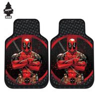 Yupbizauto A Pair of New Design Marvel Deadpool Auto Truck SUV Car Front Floor Mats Set with Air Freshener