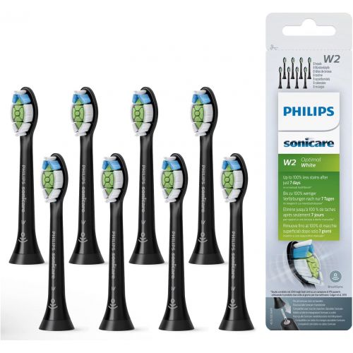 필립스 Philips Genuine Sonicare Optimal White Replacement Brush Heads, 8 Pack, Black - HX6068/13