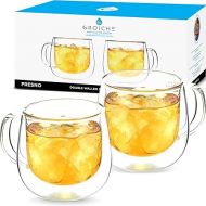 GROSCHE Fresno Double Walled Glass Coffee Mugs 9.2oz, Set of 2 - Double Wall Insulated Glasses Clear Cups for Tea, Latte, Cappucino, Espresso, Hot Cold Beverages - Borosilicate Mug for gift