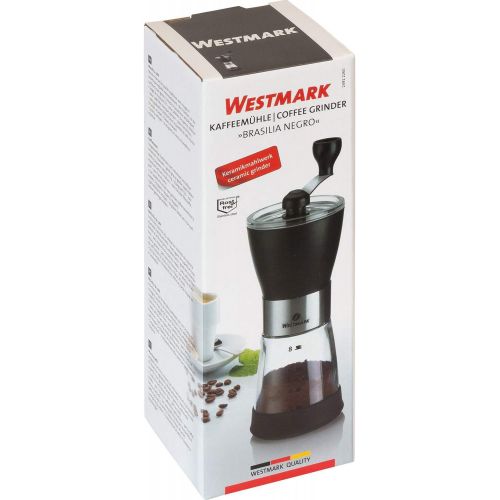  Westmark Kaffeemuehle, Handmuehle, Bis zu 8 Tassen, Glas/Edelstahl/Keramik, Brasilia Negro, Silber/ Schwarz, 24922260