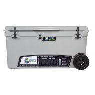 Frosted Frog Gray 110 Quart Ice Chest Heavy Duty High Performance Roto-Molded Commercial Grade Insulated Cooler with Wheels