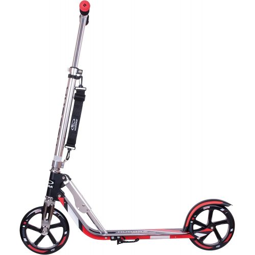  HUDORA 14724 BigWheel 205-Das Original mit RX Pro Technologie-Tret-Roller klappbar-City-Scooter, schwarz/rot