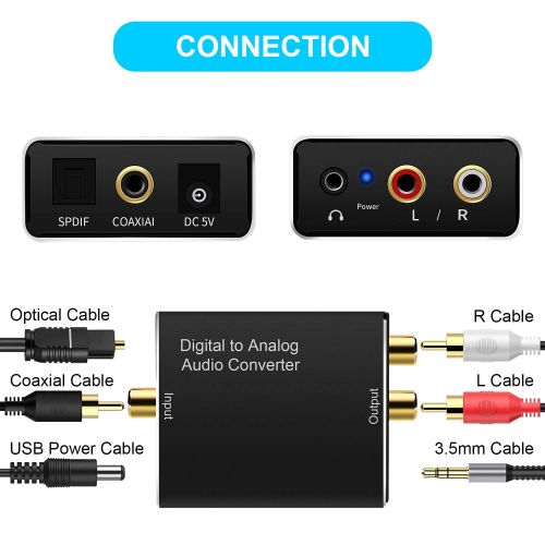  Friencity Digital Optical Coax to Analog 3.5mm AUX RCA Audio Converter Adapter for TV, Toslink(S/PDIF) Optical Out to RCA 3.5mm Headphone Jack for HDTV Home Theater Cinema Soundbar