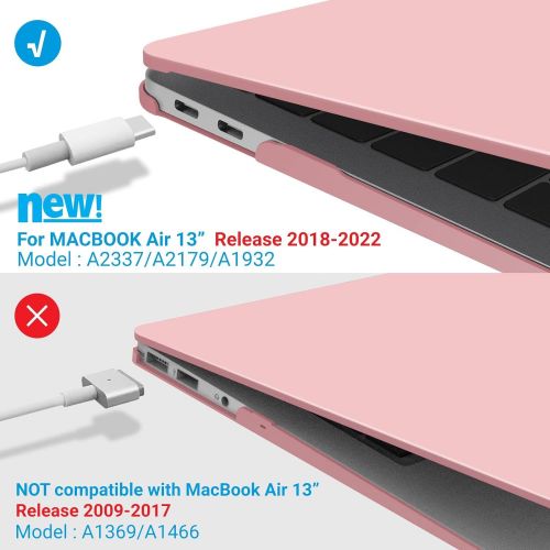  [아마존베스트]IBENZER New 2020 MacBook Air 13 inch Case M1 A2337 A2179 A1932 Plastic Hard Shell Case with Keyboard Cover for Apple Mac Air 13 Retina Display with Touch ID (2018-2020), Rose Quart