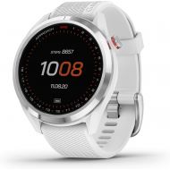 Garmin Approach S42, GPS Golf Smartwatch, Lightweight with 1.2 Touchscreen, 42k+ Preloaded Courses, Silver Ceramic Bezel and White Silicone Band, 010-02572-11