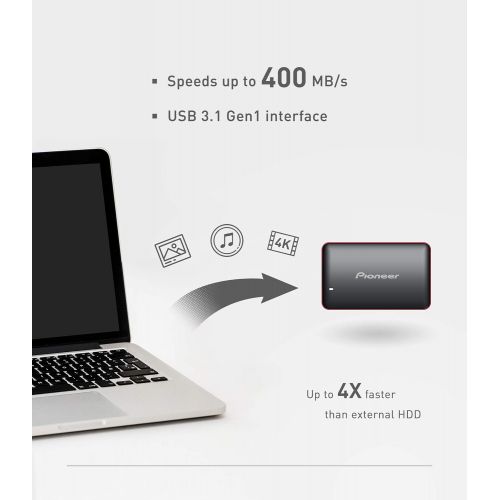 파이오니아 Pioneer 3D NAND External SSD (480 GB)-Portable Solid State Drive USB 3.1 Gen 1 (APS-XS03-480)