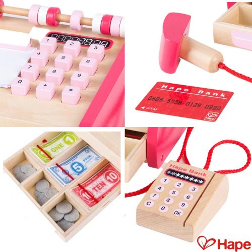  Hape Checkout Wooden Register Pretend & Play Role Play Set with Accessories