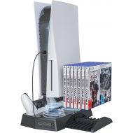 [아마존베스트]Skywin PS5 Stand - Compatible Playstation 5 Console Cooling Stand, PS5 Controller Charger, and 14 Disc Game Rack - Keep All Your Playstation 5 Accessories Organized in One Place