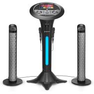 Singing Machine Portable WiFi Karaoke Machine for Adults, Black - Karaoke Pedestal with 7” Touchscreen Display, Built-In Karaoke Speaker, Bluetooth & Recorder - Karaoke System with 2 Wired Microphones