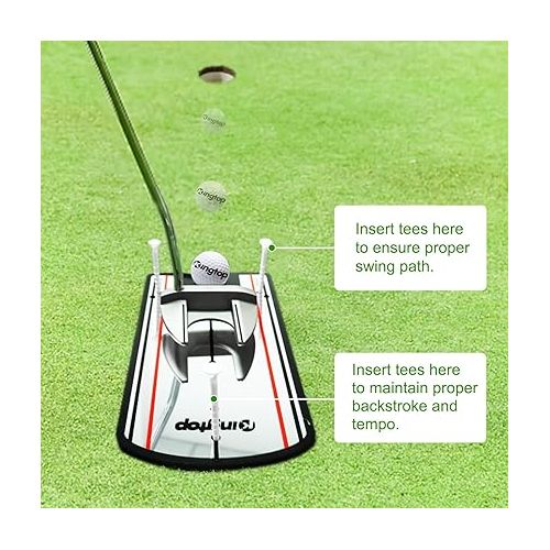  KINGTOP Golf Putting Alignment Mirror with Putting Cup Combo, Portable Swing Training Aids, Practice Putting Trainer with Hole Cup Set, Mirror Size 12”L x 6”W