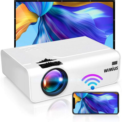  WiFi Projector Support 5.0 Bluetooth transmitter, WiMiUS K2 Mini Projector 1080P and 4K Support, 300’’ Screen Zoom Compatible with Smartphone (Wirelessly) PC TV Stick Chromecast PS