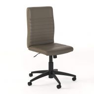 Bush Business Furniture Archive Mid Back Ribbed Leather Office Chair in Washed Gray