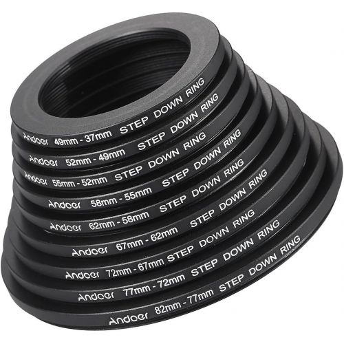  Filter Ring Adapter, Andoer 18pcs Camera Lens Filter Metal Adapter Ring Kit (9pcs Step Up Set & 9pcs Step Down Ring Set)