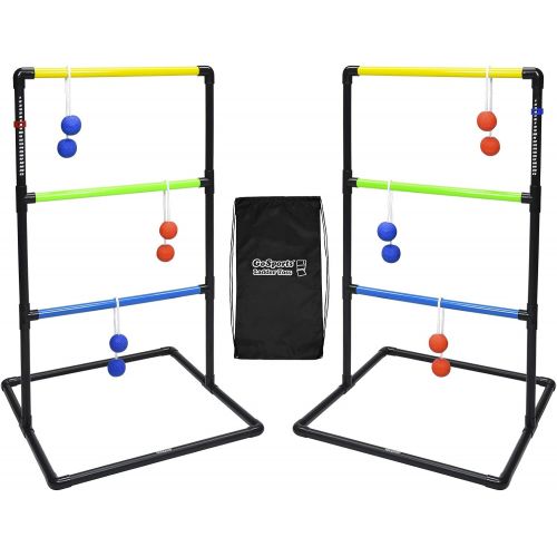  GoSports Pro Grade Ladder Toss Indoor/Outdoor Game Set with 6 Soft Rubber Bolo Balls, Travel Carrying Case