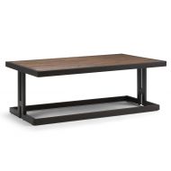 Simpli Home AXCERN-01 Erina Solid Acacia Wood and Metal 50 inch wide Modern Industrial Coffee Table in Rustic Natural Aged Brown