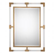 My Swanky Home Modern Gold Acrylic Tube Wall Mirror | Contemporary Minimalist Vanity Antiqued